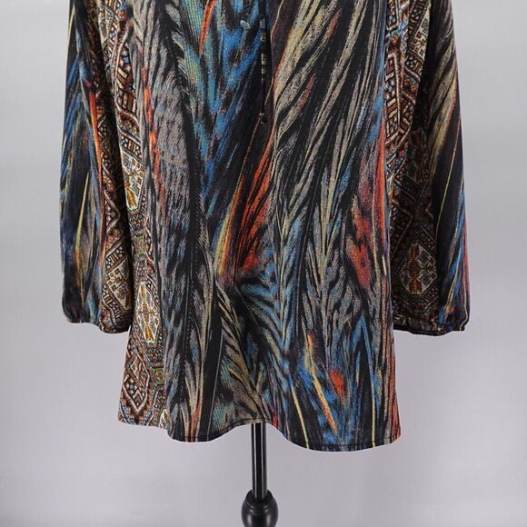 Womens Peasant Top Small Brown Tribal Aztec Lace Detailed Prairie Boho Chic - Picture 4 of 16